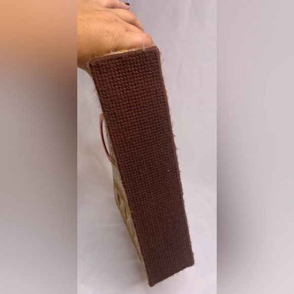 Handmade needlepoint handbag retro brown vintage purse fall colors grandmacore - Picture 7 of 11